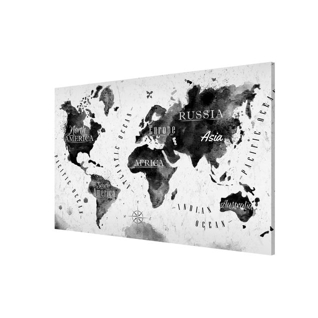 Tableau carte du monde Carte du Monde Aquarelle Noir
