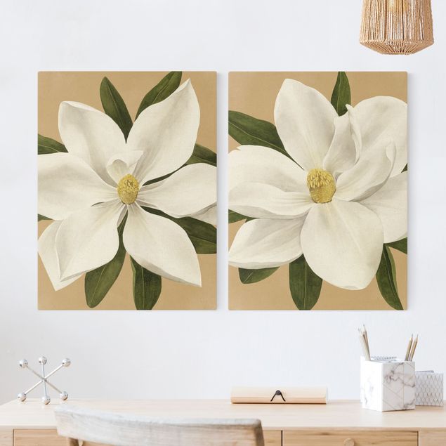 Tableaux modernes Magnolia sur or