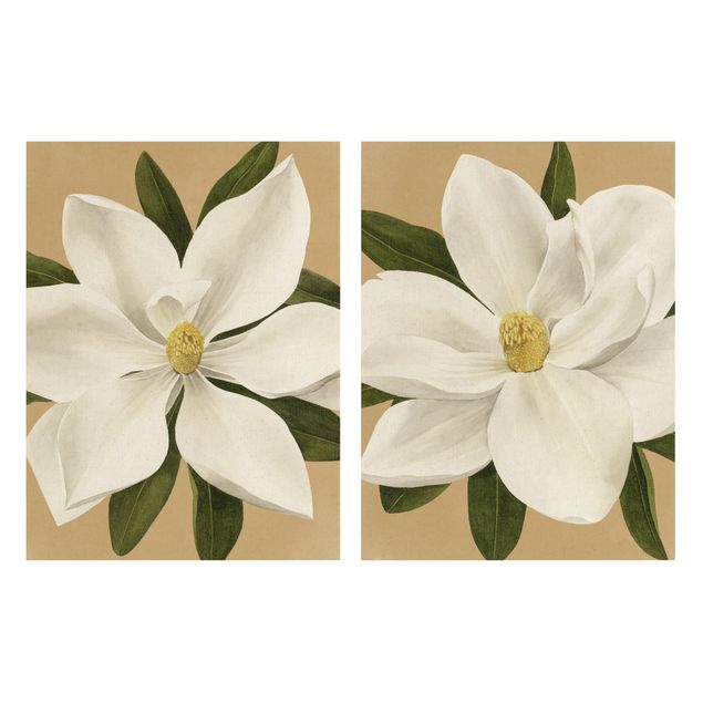 Tableaux toile Magnolia sur or