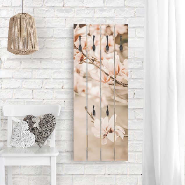 Porte-manteaux muraux avec paysage Rameau de magnolia style vintage