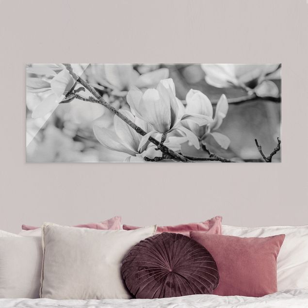 Tableaux en verre fleurs Rameau de magnolia style vintage II