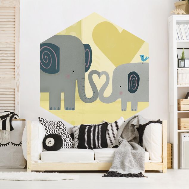 Papier peint moderne Maman et moi - Éléphants