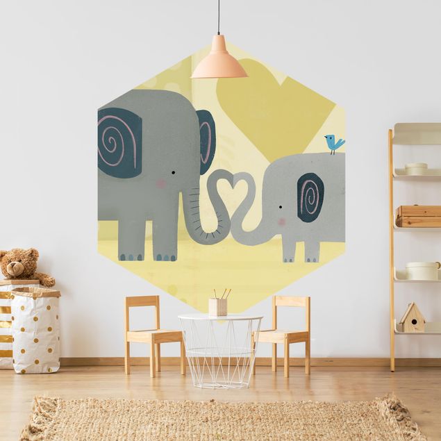 Papier peint animaux Maman et moi - Éléphants