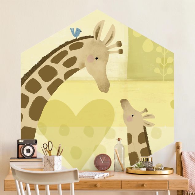 Papier peint panoramique girafe Maman et moi - Girafes