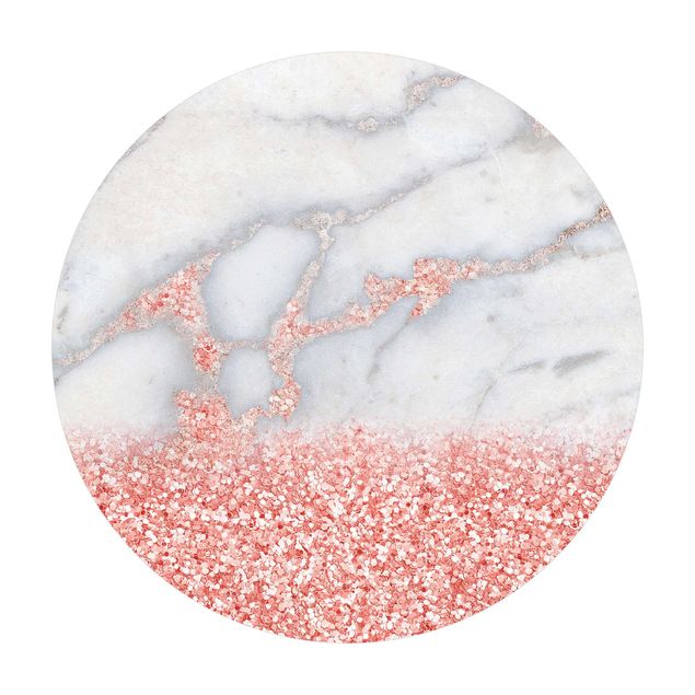 tapis gris Imitation marbre avec confetti rose clair