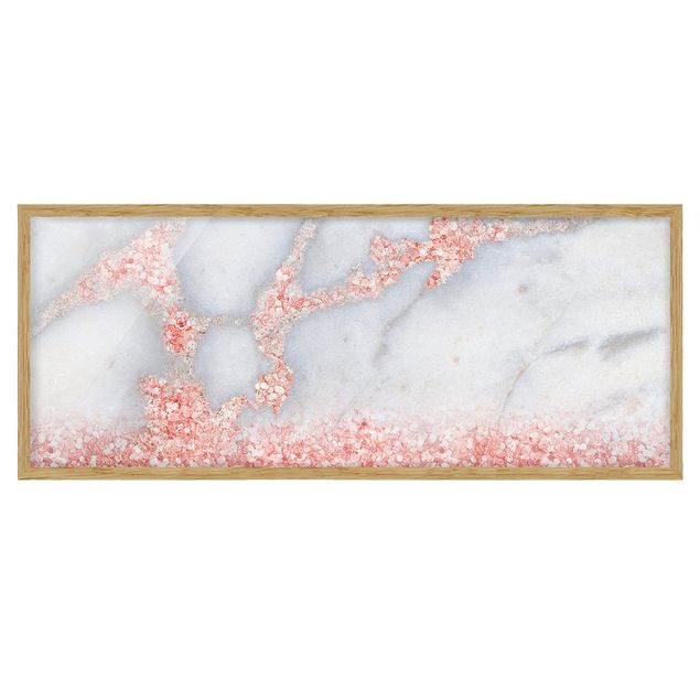 Tableaux reproduction Imitation marbre avec confetti rose clair