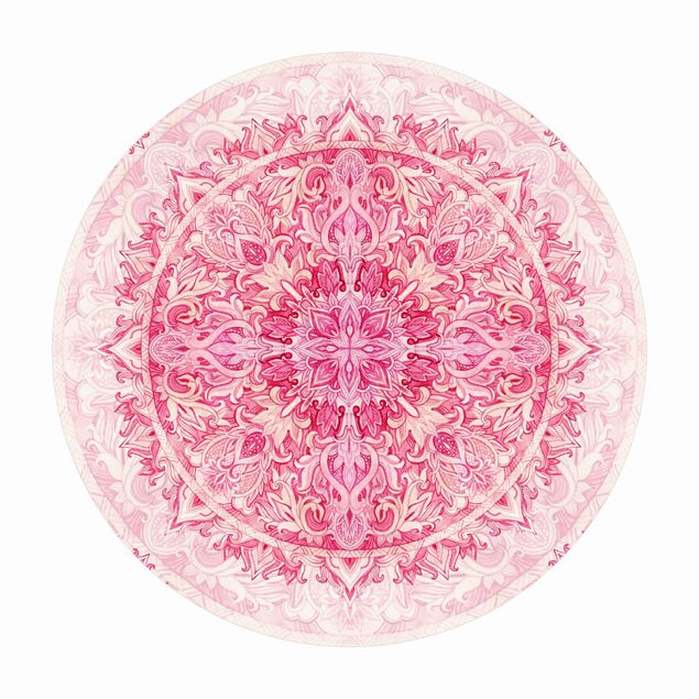 tapis rose fushia Mandala à l'aquarelle Ornament Motif Rose