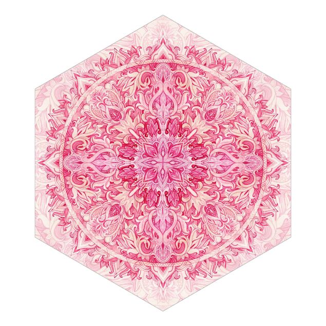 Papiers peints beige Mandala à l'aquarelle Ornament Motif Rose