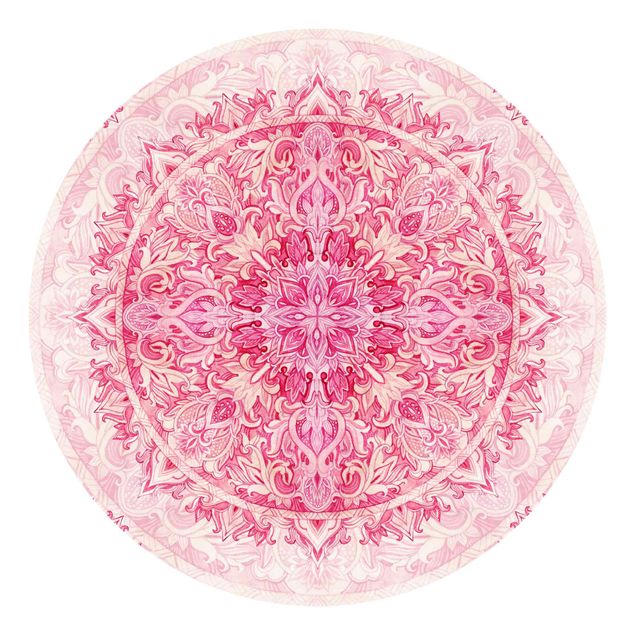 Papier peint à motifs Mandala à l'aquarelle Ornament Motif Rose