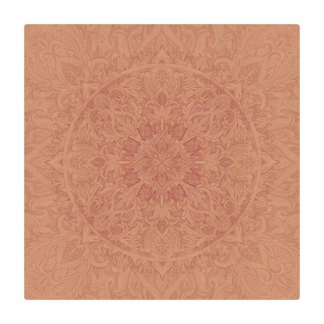 Tapis en liège - Mandala Watercolour Ornament Pink - Carré 1:1