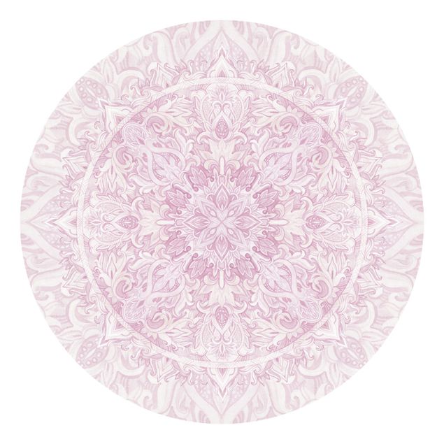 papier peint graphique Décoration de mandala à l'aquarelle rose