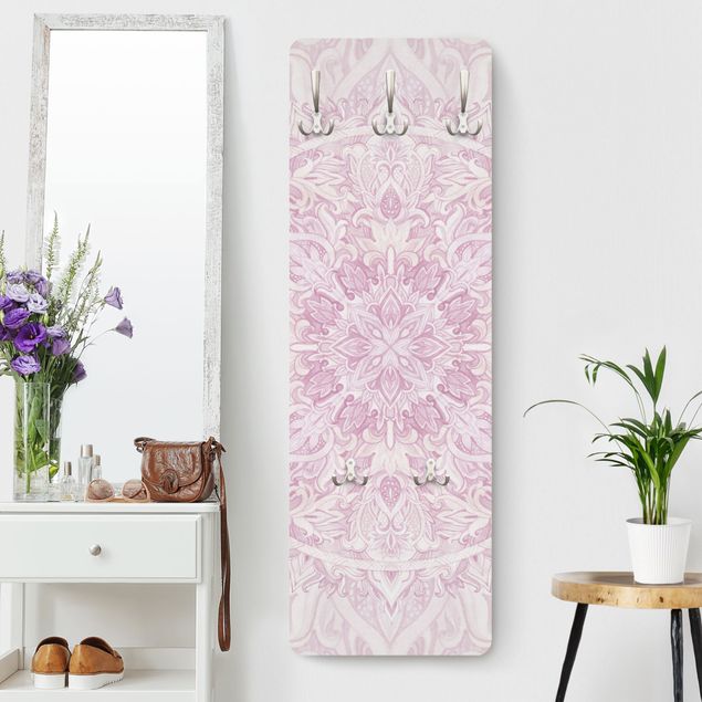 Porte-manteaux muraux avec dessins Mandala Watercolour Ornament Pink