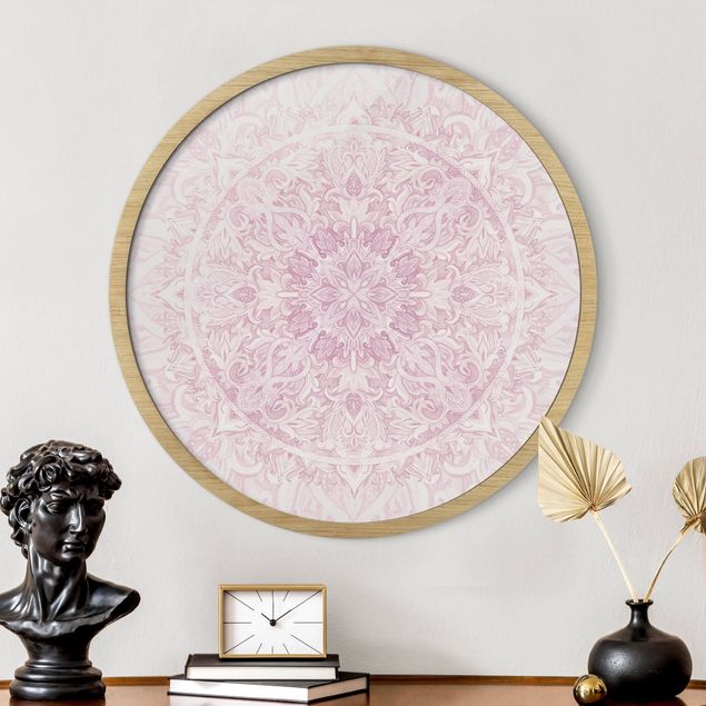 Tableau moderne Décoration de mandala à l'aquarelle rose