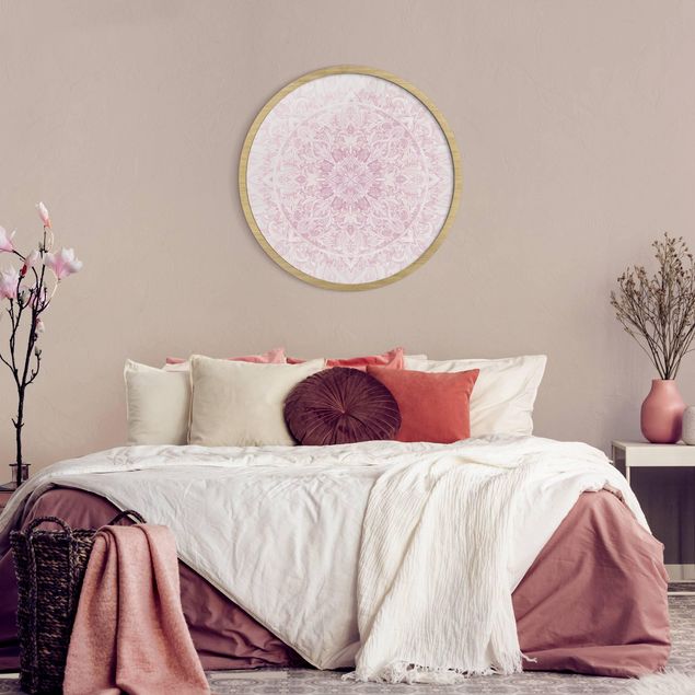 Tableau zen Décoration de mandala à l'aquarelle rose