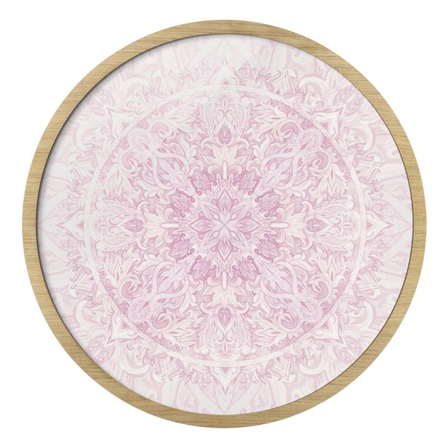 Tableau rose Décoration de mandala à l'aquarelle rose