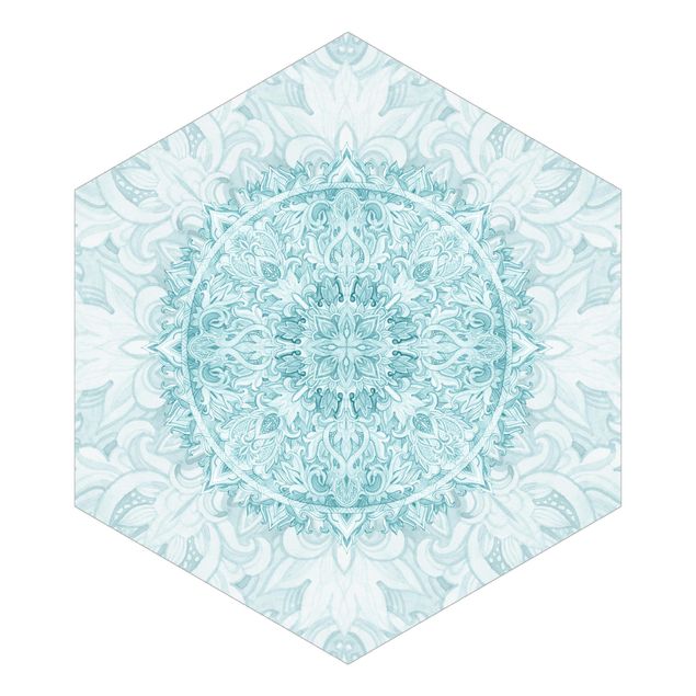 papier peint xxl Mandala à l'aquarelle Ornament Turquoise