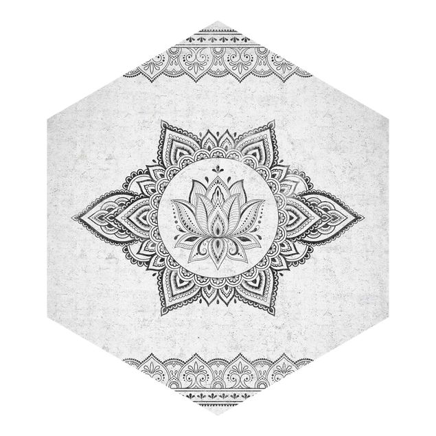 papier peint xxl Mandala Lotus imitation béton