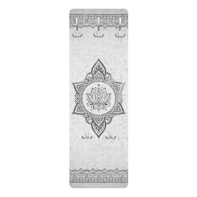 Porte manteaux muraux Mandala Lotus imitation béton