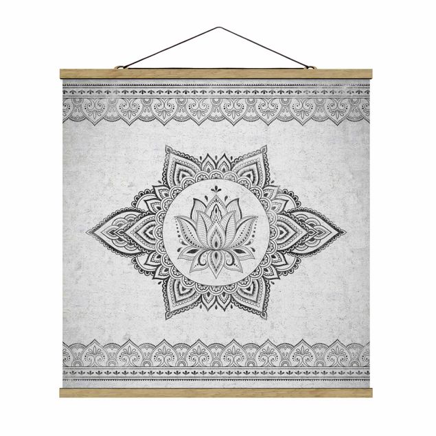 Tableaux dessins Mandala Lotus imitation béton