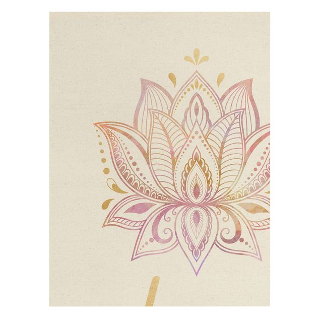 Tableau décoration Mandala Namaste Lotus Set Or Rose Clair