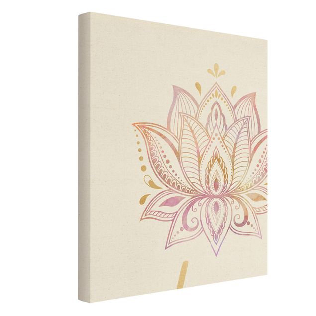 Impressions sur toile Mandala Namaste Lotus Set Or Rose Clair