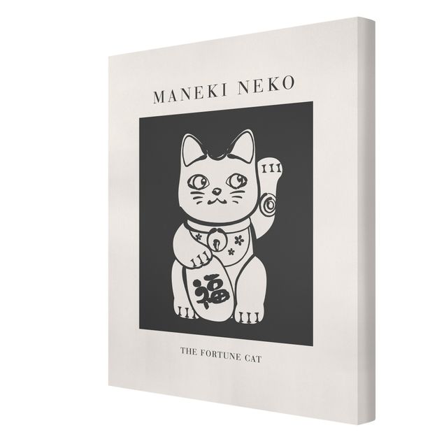 Tableaux noir et blanc Maneki Neko - Le chat porte-bonheur