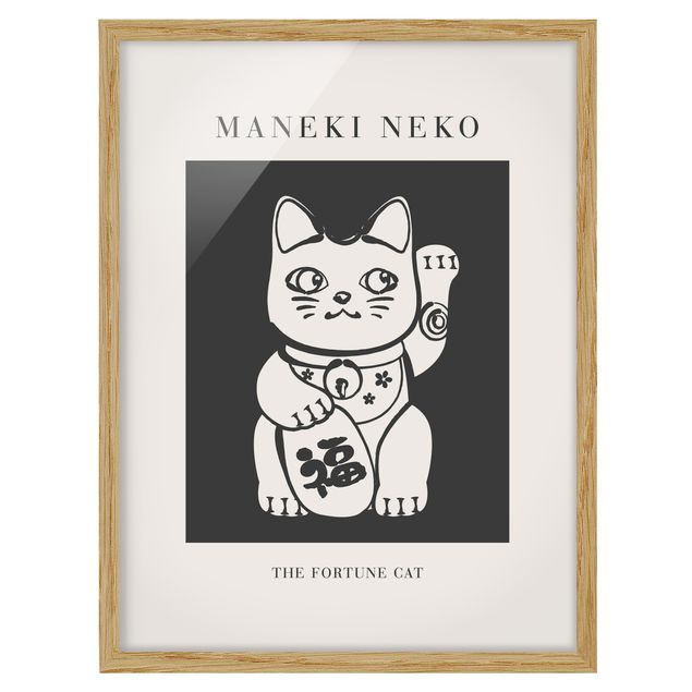 Tableaux encadrés vintage Maneki Neko - Le chat porte-bonheur