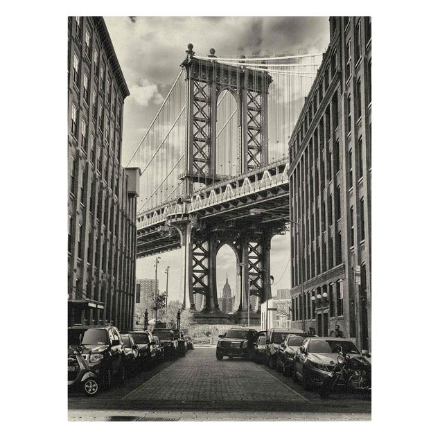 Tableaux sur toile en noir et blanc Pont de Manhattan en Amérique