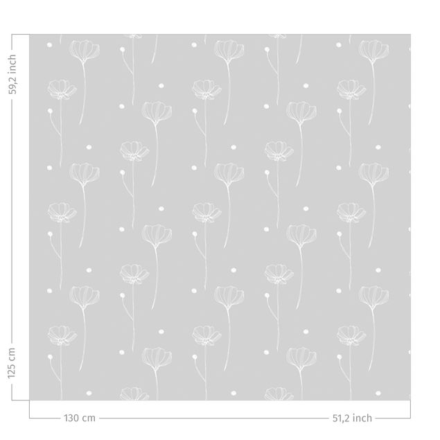 rideaux modernes Daisies With Dots - Grey