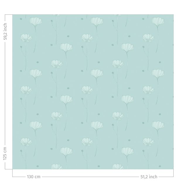rideaux salon moderne Daisies With Dots - Pastel Mint Green