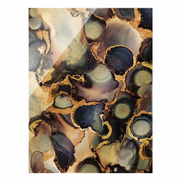 Tableaux de Elisabeth Fredriksson Aquarelle marbrée avec de l'or