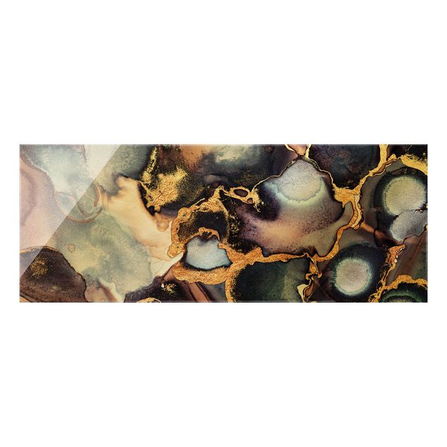 Tableaux de Elisabeth Fredriksson Aquarelle marbrée avec de l'or
