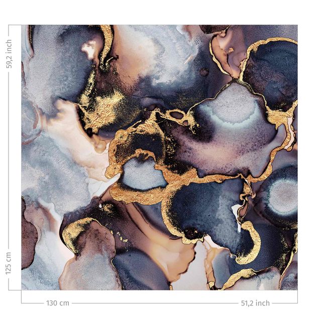 rideaux salon moderne Marble Watercolour With Gold