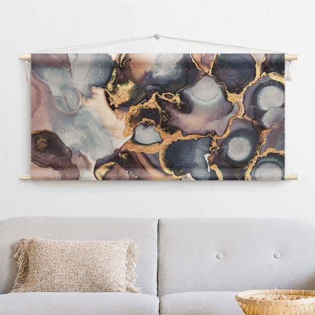 Tapis mur Marble Watercolour With Gold