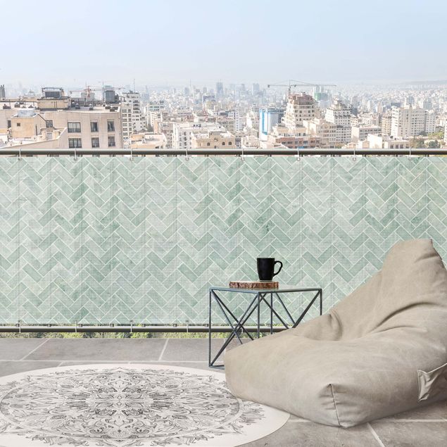 Habillage balcon Carrelage en marbre à chevrons - Mint
