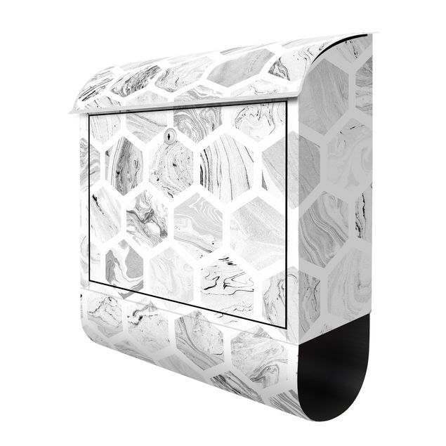 Letterbox - Marble Hexagons In Greyscales
