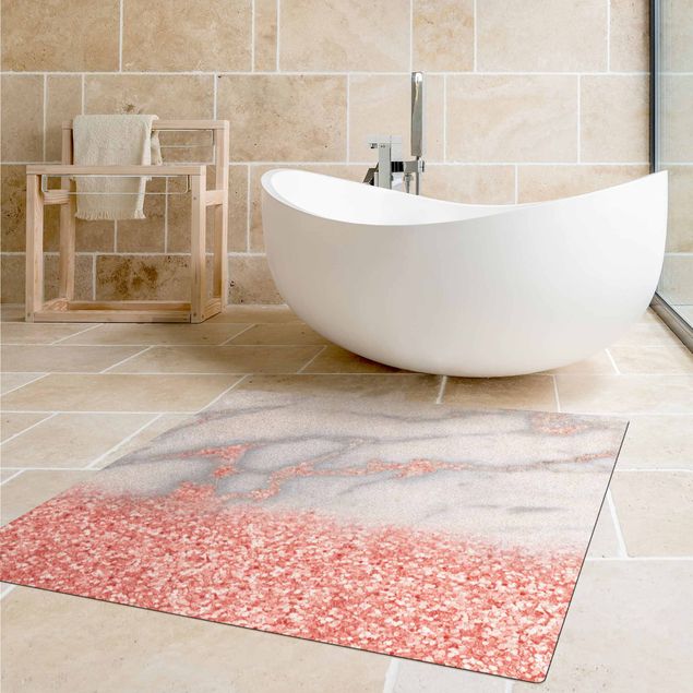tapis abstrait Imitation marbre avec confetti rose clair