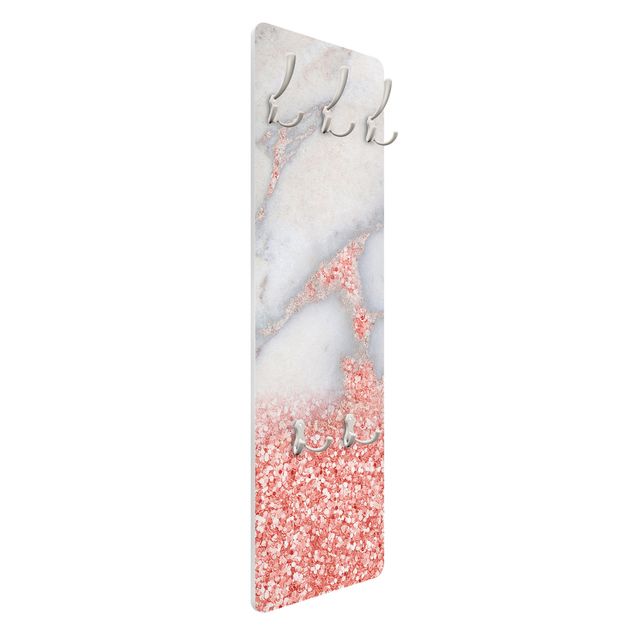 Porte manteaux muraux Imitation marbre avec confetti rose clair