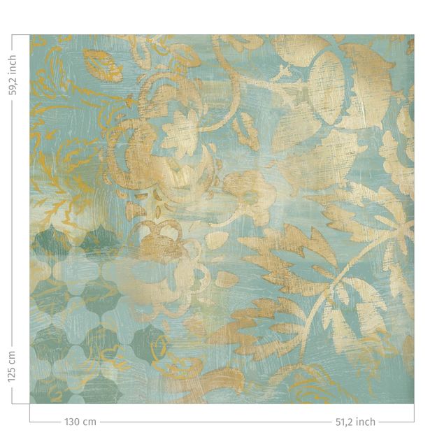 rideaux salon moderne Moroccan Collage In Gold And Turquoise II
