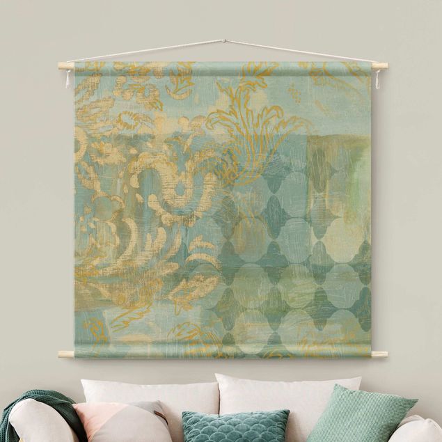 tenture vintage Moroccan Collage In Gold And Turquoise