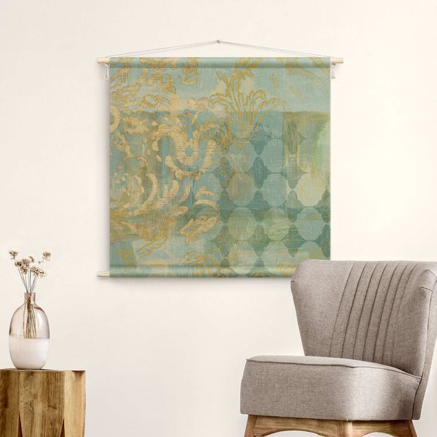 tenture xxl Moroccan Collage In Gold And Turquoise