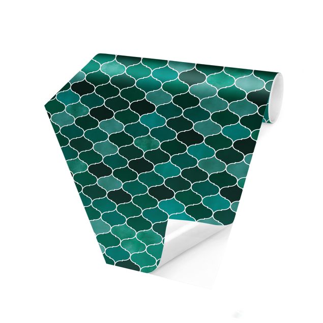 Papiers peintspanoramique hexagonal Motif aquarelle marocain