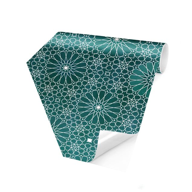 Papier peint panoramique hexagonal Motif floral marocaines