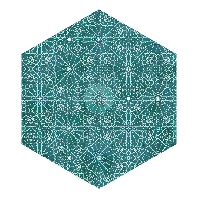 Papiers peints turquoise Motif floral marocaines