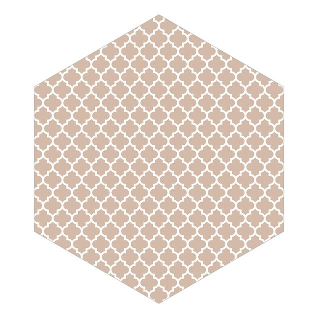Papiers peintspanoramique hexagonal Motif Marocain avec Ornements Devant Beige
