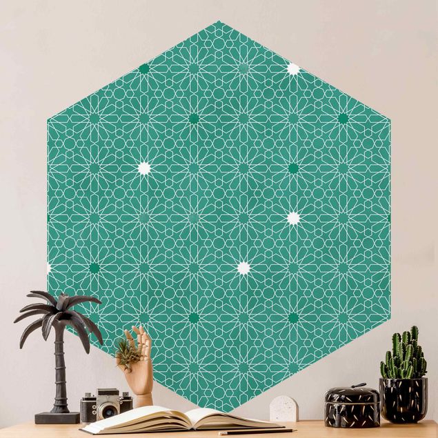 Papier peint géométrique Motif Étoiles Marocaines