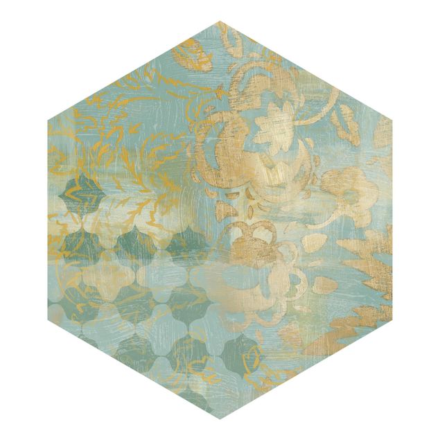 papier peint xxl Collage marocain en or et turquoise II