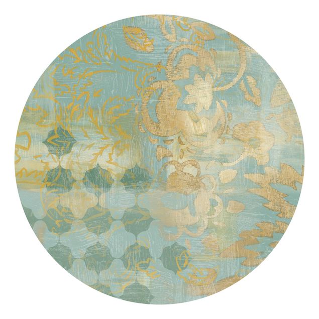 Papier peint vintage Collage marocain en or et turquoise II