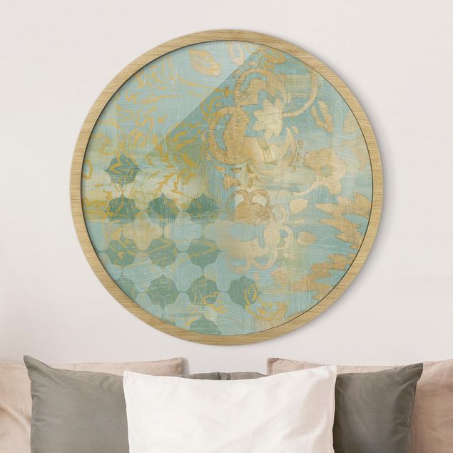Tableaux encadrés vintage Collage marocain en or et turquoise II