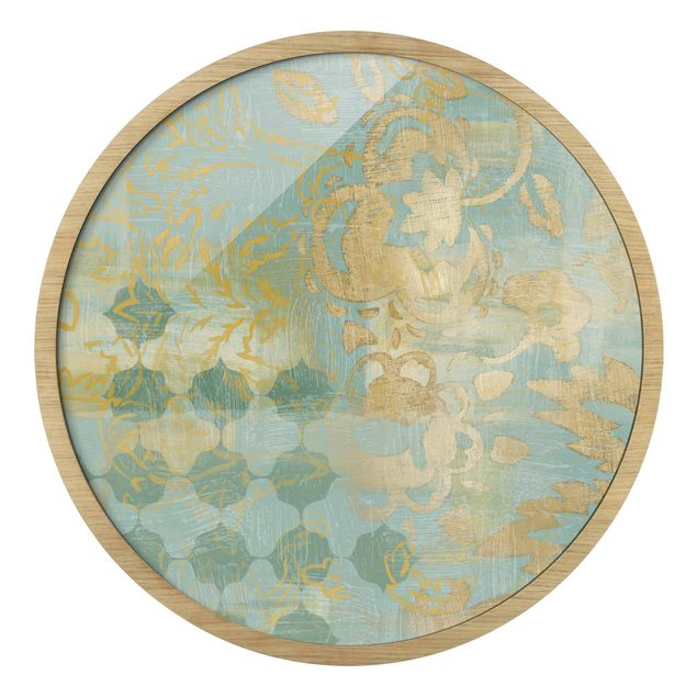 Tableaux turquoise Collage marocain en or et turquoise II